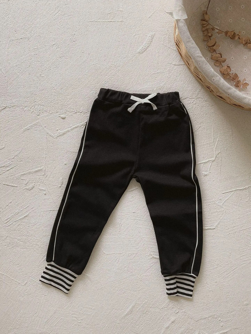 Есенно момиче Спортни панталони с бебешки лък Детски памучни модни панталони тип молив Детски универсални ежедневни панталони на райета Облекло за бебета