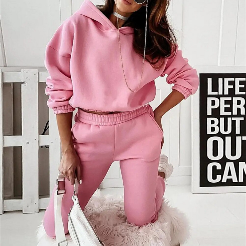 Дамски комплекти от 2 части Спортно облекло 2022 г. Нов анцуг с цип Дамски анцуг Комплект от две части Ежедневен спортен костюм Lounge Wear Анцуг