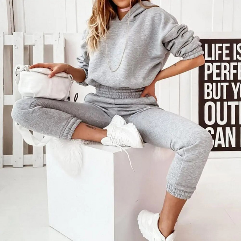 Дамски комплекти от 2 части Спортно облекло 2022 г. Нов анцуг с цип Дамски анцуг Комплект от две части Ежедневен спортен костюм Lounge Wear Анцуг
