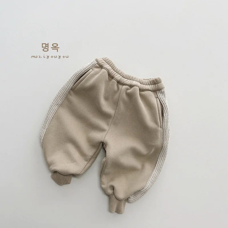 Őszi téli lány gyerekek plusz bársony melegítőnadrág fiú baba egyedi vastag meleg ceruza nadrág gyerek pamut tömör alkalmi nadrág