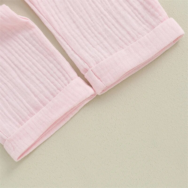 Kislányok őszi tavaszi ruhák egyszínű csecsemők légy hosszú ujjú legombolható felsők Rugalmas deréknadrág szett alkalmi ruhák