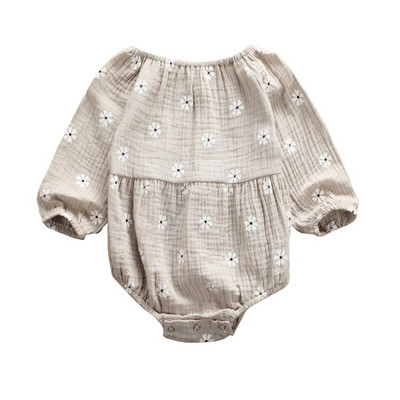 Nyári újszülött csecsemő baba lány nadrág pamut vászon hosszú ujjú vállról virágos Body Jumpsuit játszóruha baba ruhák