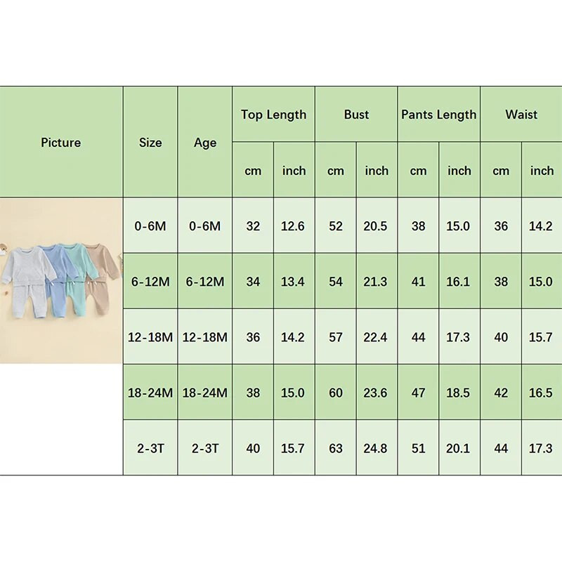 Babanadrág szett egyszínű gofri 2 részes kisgyermek fiú lány lány hosszú ujjú, nyakú pulóver felsők elasztikus deréknadrággal