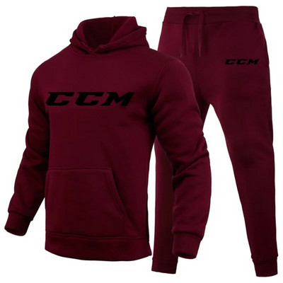 Ανδρικές φόρμες CCM Casual 2 τεμαχίων Φούτερ με κουκούλα+φούτερ CCM print Sportswear Ανδρικά ρούχα Jogger Sport Suit