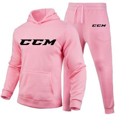 Ανδρικές φόρμες CCM Casual 2 τεμαχίων Φούτερ με κουκούλα+φούτερ CCM print Sportswear Ανδρικά ρούχα Jogger Sport Suit
