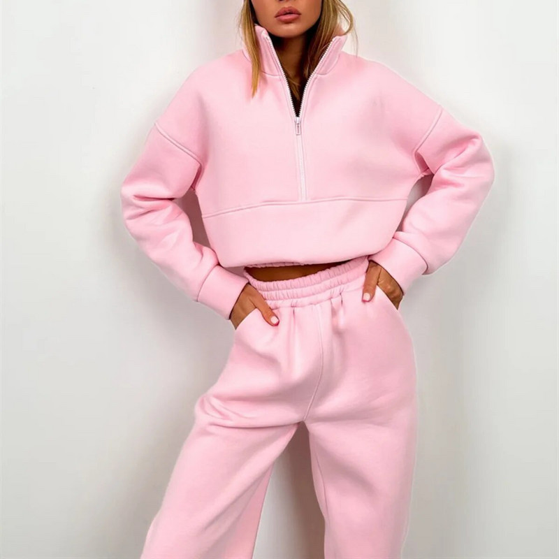 Комплекти от 2 части Анцуг Суичър с качулка + Панталони с шнурове Дамски спортни суичъри Спортно облекло за бягане Дамски костюм Есен Зима