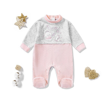 Νεογέννητα Βρεφικά Ρούχα Σειρά Sweet Strawberry Cotton Babi`s Romper Footies Ολόσωμη στολή για κοριτσάκι 0-12 εκ.