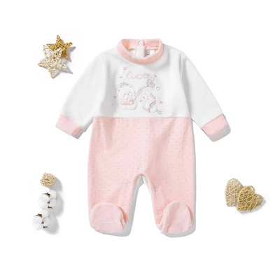 Νεογέννητα Βρεφικά Ρούχα Σειρά Sweet Strawberry Cotton Babi`s Romper Footies Ολόσωμη στολή για κοριτσάκι 0-12 εκ.