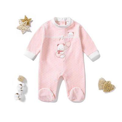 Νεογέννητα Βρεφικά Ρούχα Σειρά Sweet Strawberry Cotton Babi`s Romper Footies Ολόσωμη στολή για κοριτσάκι 0-12 εκ.