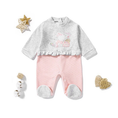 Νεογέννητα Βρεφικά Ρούχα Σειρά Sweet Strawberry Cotton Babi`s Romper Footies Ολόσωμη στολή για κοριτσάκι 0-12 εκ.