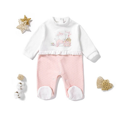 Νεογέννητα Βρεφικά Ρούχα Σειρά Sweet Strawberry Cotton Babi`s Romper Footies Ολόσωμη στολή για κοριτσάκι 0-12 εκ.