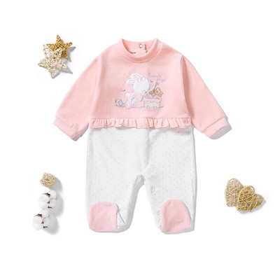 Νεογέννητα Βρεφικά Ρούχα Σειρά Sweet Strawberry Cotton Babi`s Romper Footies Ολόσωμη στολή για κοριτσάκι 0-12 εκ.