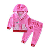 Κοστούμια για μωρά και κορίτσια Hoodie Σετ ρούχων μακρυμάνικα βελούδινα μπουφάν+μακρύ παντελόνι 2 τμχ/σετ Παιδικά ρούχα