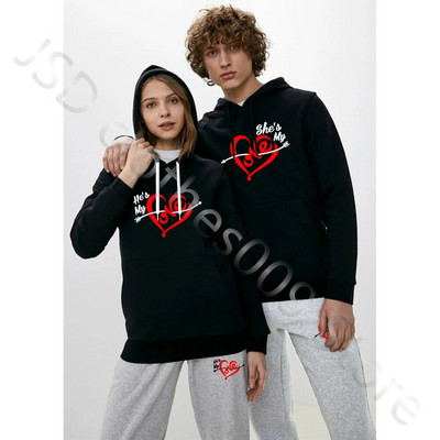 Мъже, жени, качулки LOVE Print Couple Sweatshirt+Sweatpants Suit Есенни комплекти спортно облекло Спортен ежедневен пуловер Анцузи Облекло