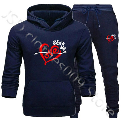 Férfi Női Pulóverek LOVE Print Couple Pulóver+Rutónadrág öltöny Őszi Sportruházat Szettek Sport Alkalmi Pulóver Tréningruhák Ruházat