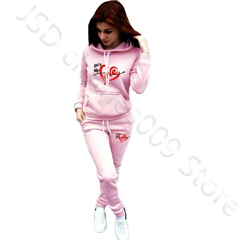 Férfi Női Pulóverek LOVE Print Couple Pulóver+Rutónadrág öltöny Őszi Sportruházat Szettek Sport Alkalmi Pulóver Tréningruhák Ruházat