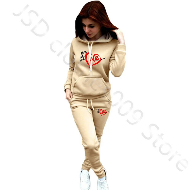 Férfi Női Pulóverek LOVE Print Couple Pulóver+Rutónadrág öltöny Őszi Sportruházat Szettek Sport Alkalmi Pulóver Tréningruhák Ruházat