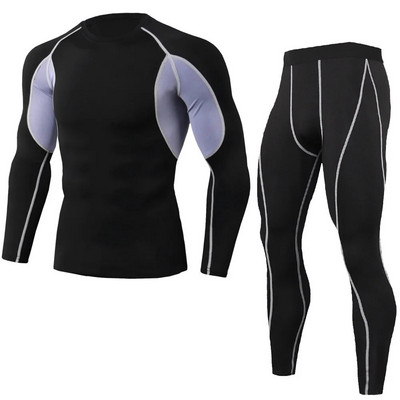 Ανδρικά Μαύρα MMA BJJ Rashgaurd Anti UV Quickly Dye Men Gym Yoga Trainning Αθλητική φόρμα συμπίεσης Βάσης μπλουζάκια και κολάν