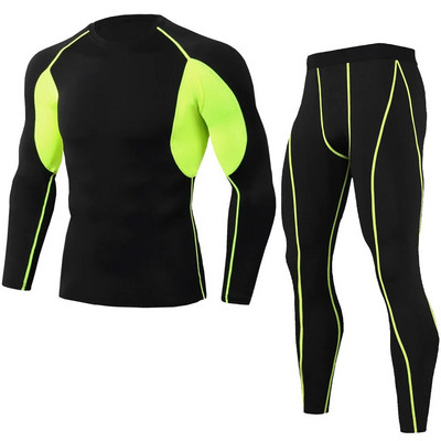 Ανδρικά Μαύρα MMA BJJ Rashgaurd Anti UV Quickly Dye Men Gym Yoga Trainning Αθλητική φόρμα συμπίεσης Βάσης μπλουζάκια και κολάν