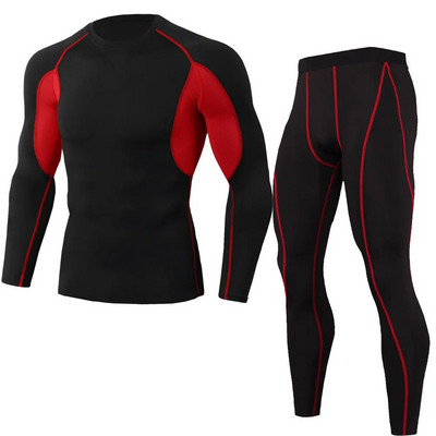 Ανδρικά Μαύρα MMA BJJ Rashgaurd Anti UV Quickly Dye Men Gym Yoga Trainning Αθλητική φόρμα συμπίεσης Βάσης μπλουζάκια και κολάν