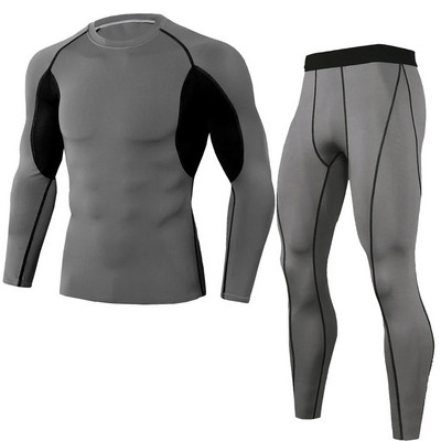 Ανδρικά Μαύρα MMA BJJ Rashgaurd Anti UV Quickly Dye Men Gym Yoga Trainning Αθλητική φόρμα συμπίεσης Βάσης μπλουζάκια και κολάν
