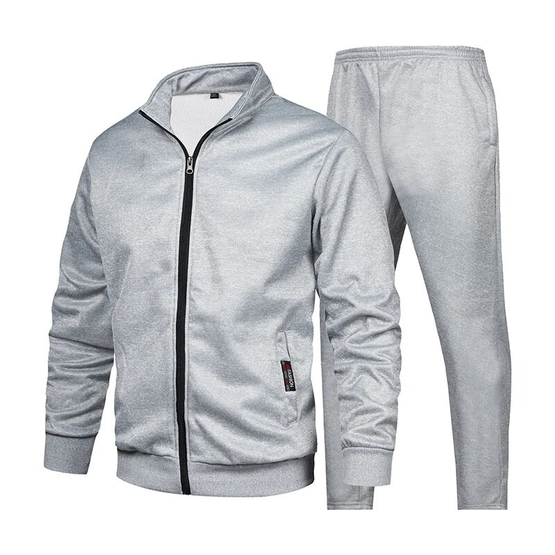 Мъжки анцузи Спортен комплект 2PCS Дебела топла жилетка Суичъри Панталони Костюм Спортен комплект с цип Зимен нов мъжки спортен суичър с качулка