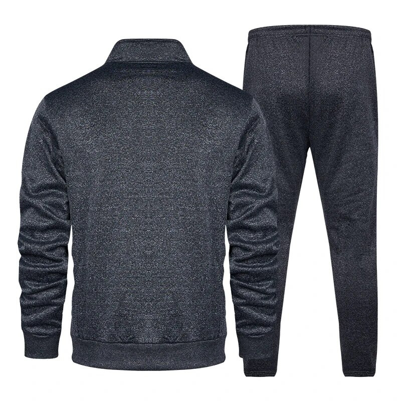 Мъжки анцузи Спортен комплект 2PCS Дебела топла жилетка Суичъри Панталони Костюм Спортен комплект с цип Зимен нов мъжки спортен суичър с качулка