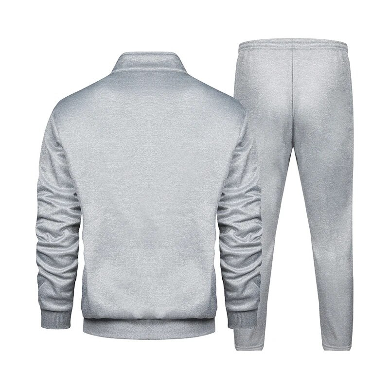 Мъжки анцузи Спортен комплект 2PCS Дебела топла жилетка Суичъри Панталони Костюм Спортен комплект с цип Зимен нов мъжки спортен суичър с качулка