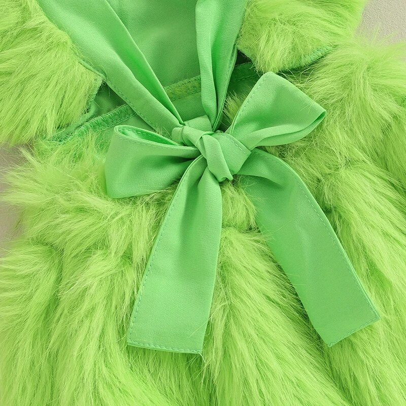 Kislányok alsónadrág karácsonyi ruhák szív mintás zöld szőr patchwork légy ujjú tipegő bodyk hát nélküli csecsemő kombiné