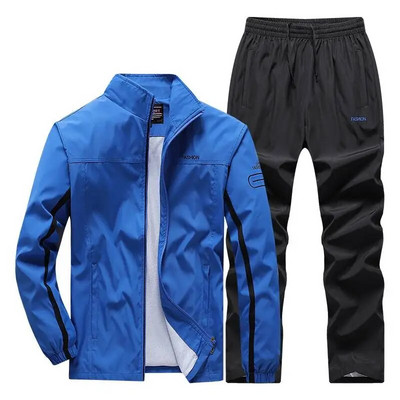 Férfi tréningruha új tavaszi őszi sportruházat szett Sport ruha alkalmi melegítő kabát+nadrág Férfi futóruha Ázsiai méret L-5XL