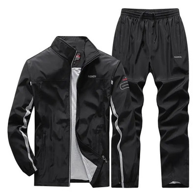 Férfi tréningruha új tavaszi őszi sportruházat szett Sport ruha alkalmi melegítő kabát+nadrág Férfi futóruha Ázsiai méret L-5XL