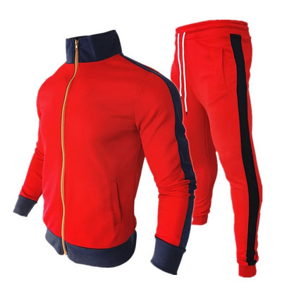 Ανδρικά σετ Two Pieces Casual Φούτερ Φερμουάρ Ανδρική αθλητική φόρμα Stand γιακά παλτό+ παντελόνι Αθλητικό χειμερινό σετ φθινοπώρου