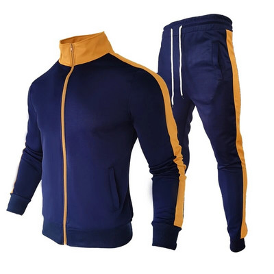 Ανδρικά σετ Two Pieces Casual Φούτερ Φερμουάρ Ανδρική αθλητική φόρμα Stand γιακά παλτό+ παντελόνι Αθλητικό χειμερινό σετ φθινοπώρου
