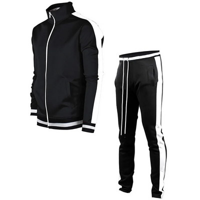 Ανδρικά σετ Two Pieces Casual Φούτερ Φερμουάρ Ανδρική αθλητική φόρμα Stand γιακά παλτό+ παντελόνι Αθλητικό χειμερινό σετ φθινοπώρου