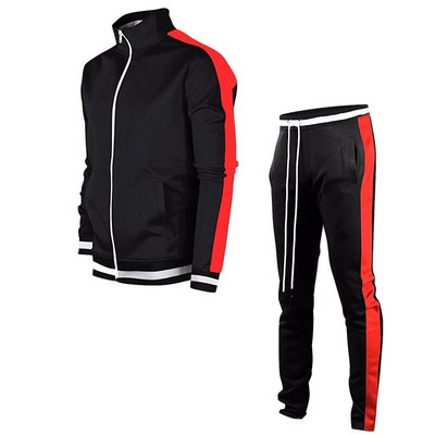 Ανδρικά σετ Two Pieces Casual Φούτερ Φερμουάρ Ανδρική αθλητική φόρμα Stand γιακά παλτό+ παντελόνι Αθλητικό χειμερινό σετ φθινοπώρου