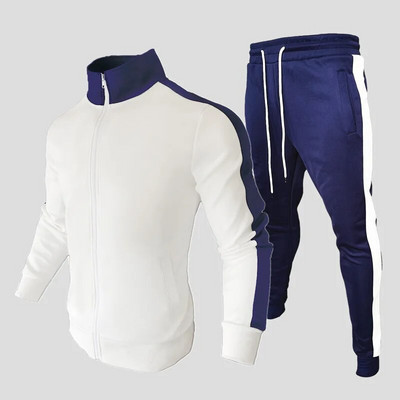 Ανδρικά σετ Two Pieces Casual Φούτερ Φερμουάρ Ανδρική αθλητική φόρμα Stand γιακά παλτό+ παντελόνι Αθλητικό χειμερινό σετ φθινοπώρου