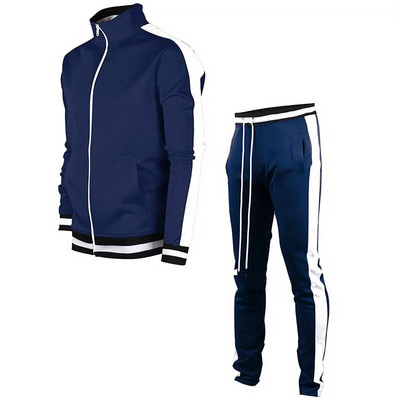Ανδρικά σετ Two Pieces Casual Φούτερ Φερμουάρ Ανδρική αθλητική φόρμα Stand γιακά παλτό+ παντελόνι Αθλητικό χειμερινό σετ φθινοπώρου