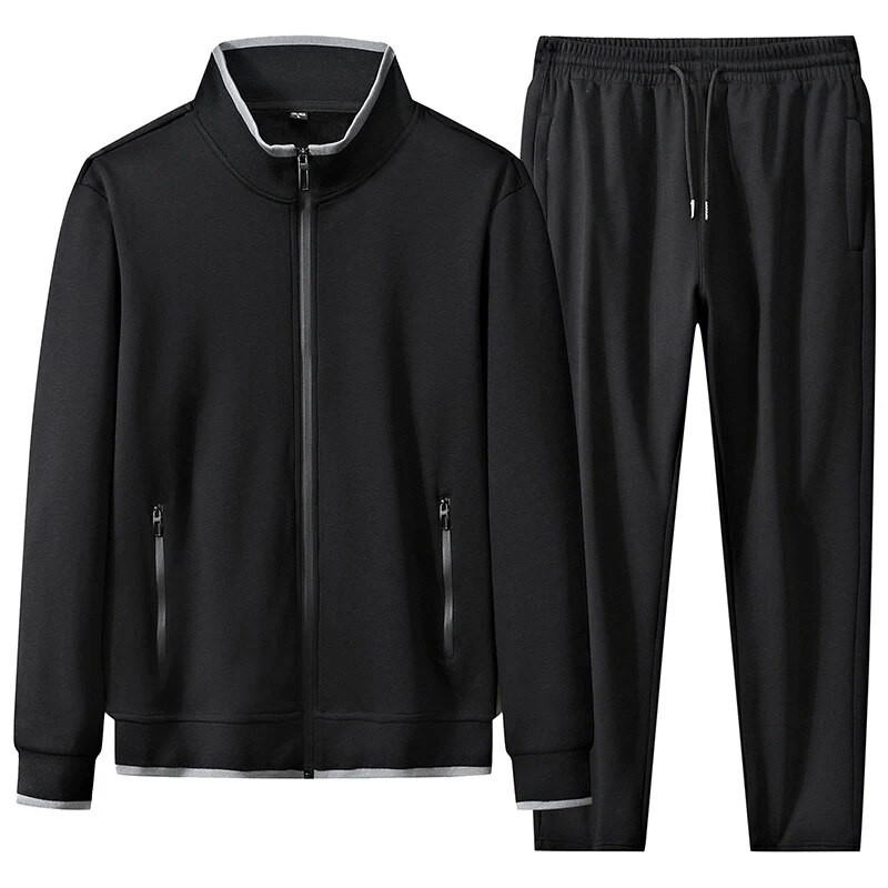 Férfi kétrészes szett tavaszi őszi pulóverek+nadrágok ruházat egyszínű férfi bő tréningruha márka pamut alkalmi sportruha férfi