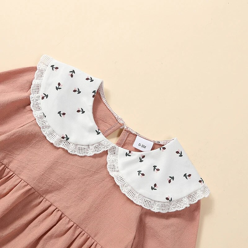 Kislány 2 részes ruhák, virágos, hosszú ujjú nadrág és aranyos fejpánt szett kisgyermekes csecsemőknek