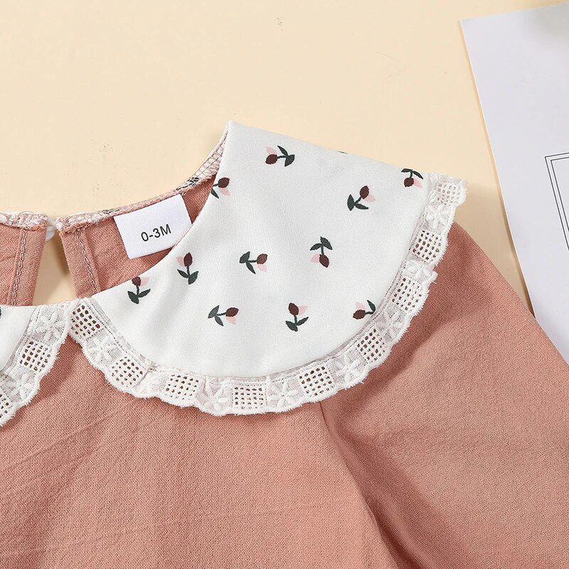 Kislány 2 részes ruhák, virágos, hosszú ujjú nadrág és aranyos fejpánt szett kisgyermekes csecsemőknek