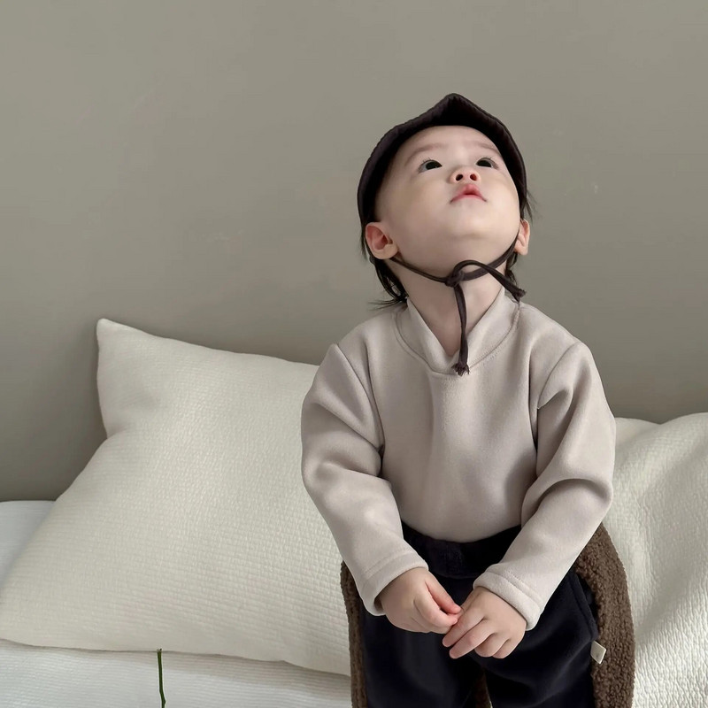 Őszi téli újszülött csecsemő plusz bársonyos meleg alkalmi nadrágok kisgyermek fiú polár vastag retro nadrág lány baba pamut ceruza nadrág