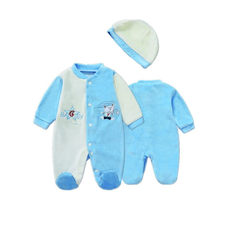 Bársonyos rajzfilmmintás újszülött pamut szövet 0-9 hónapos korig Paby fiúk és lányok baba téli pizsama alvók baba fiú számára