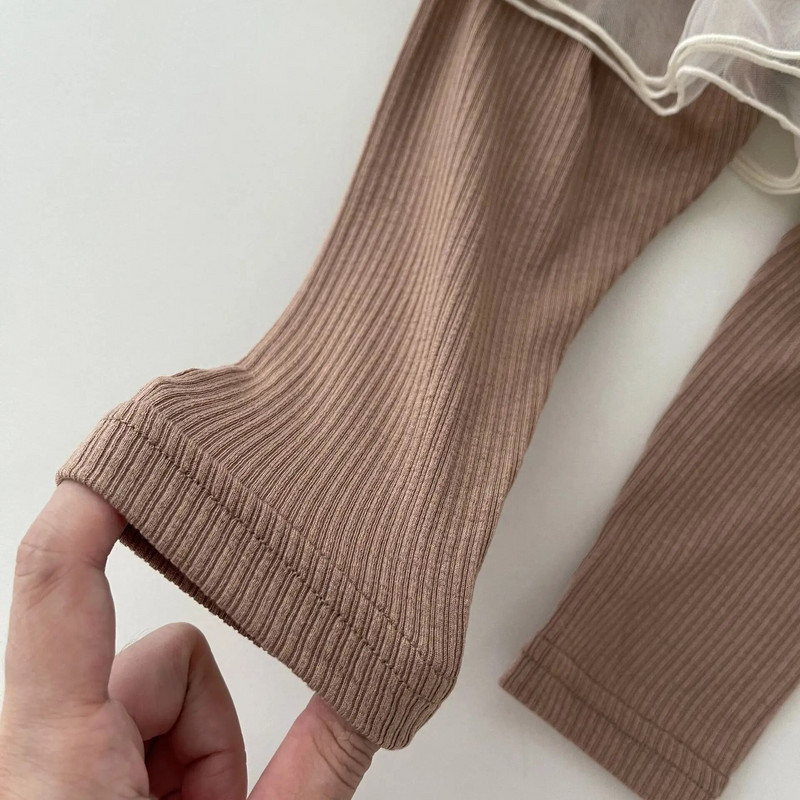 Őszi újszülött divat bordás hálós leggings lány baba gödör csíkos táncos hercegnő alkalmi nadrág csecsemő pamut minden szabású nadrág