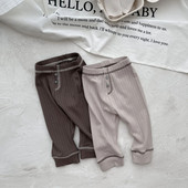 Autumn Ins Boy Infant Big Pit Ριγέ Κολάν Κοριτσάκι Baby Ribbed Solid Simple Casual Παντελόνι Νεογέννητο Μόδα Παντελόνι Παιδικά Ρούχα