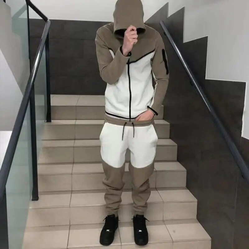 Új tréningruha férfi alkalmi sportruha kapucnis futó sportruha szerelmesek kapucnis nadrág Férfi ruházat cipzáras pulóver