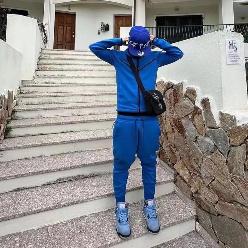 Új tréningruha férfi alkalmi sportruha kapucnis futó sportruha szerelmesek kapucnis nadrág Férfi ruházat cipzáras pulóver