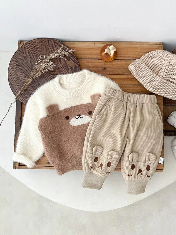 Őszi téli gyerekek rajzfilm plusz bársonyos vastag hárem nadrág gyerek fiú retro polár meleg alkalmi nadrág lány baba divat nadrág