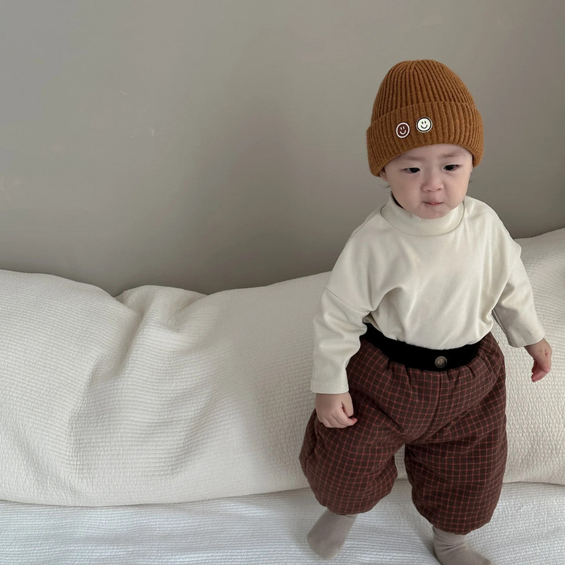 Új őszi téli lány baba kockás vastag meleg ceruza nadrág Retro fiú gyerek alkalmi nadrág gyerek tömör pamut alsó ing