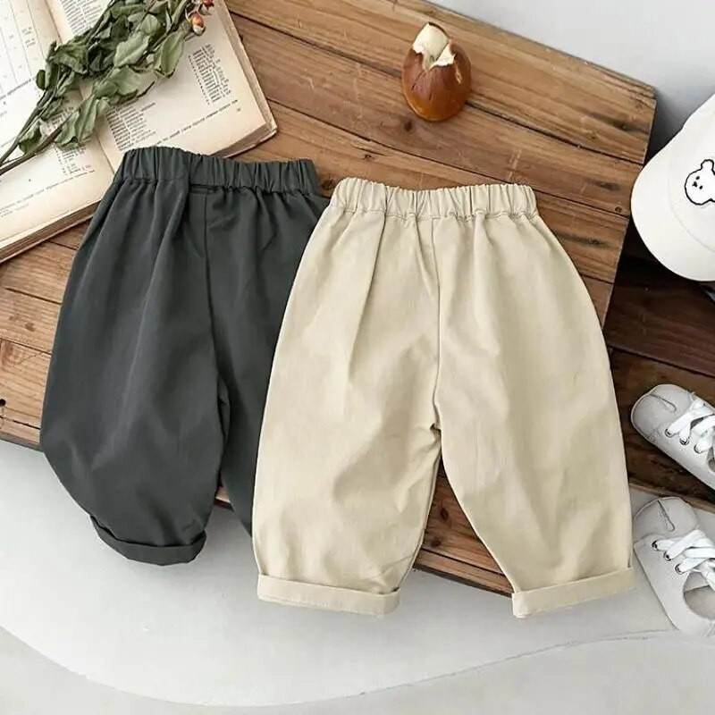 Tavaszi őszi új baba divat tömör széles szárú nadrág lány csecsemő bő alkalmi nadrág fiú gyerekek zsebek nadrág újszülött ruhák