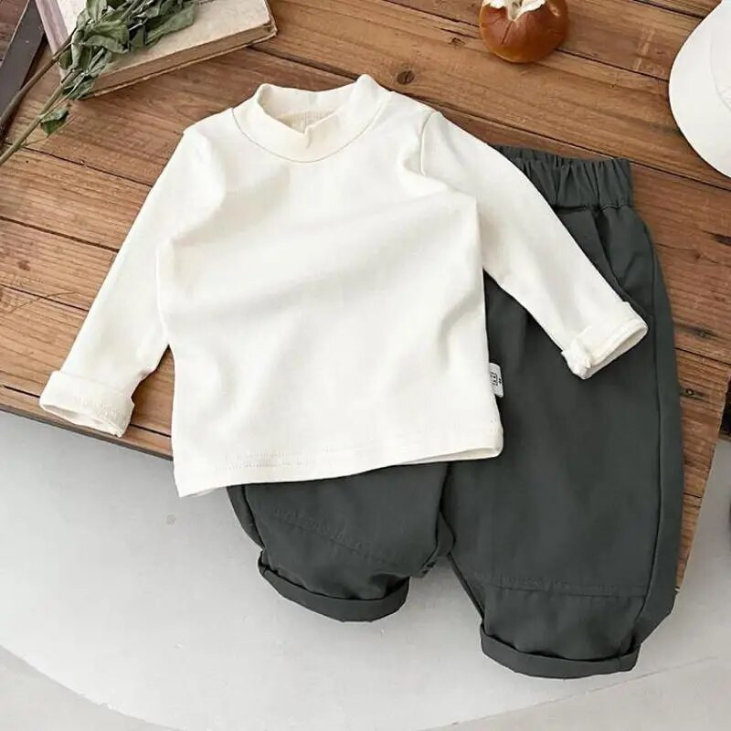 Tavaszi őszi új baba divat tömör széles szárú nadrág lány csecsemő bő alkalmi nadrág fiú gyerekek zsebek nadrág újszülött ruhák